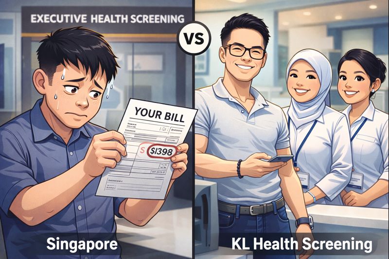 Medical tourism arbitrage comparison between Singapore health screening and KL health screening.