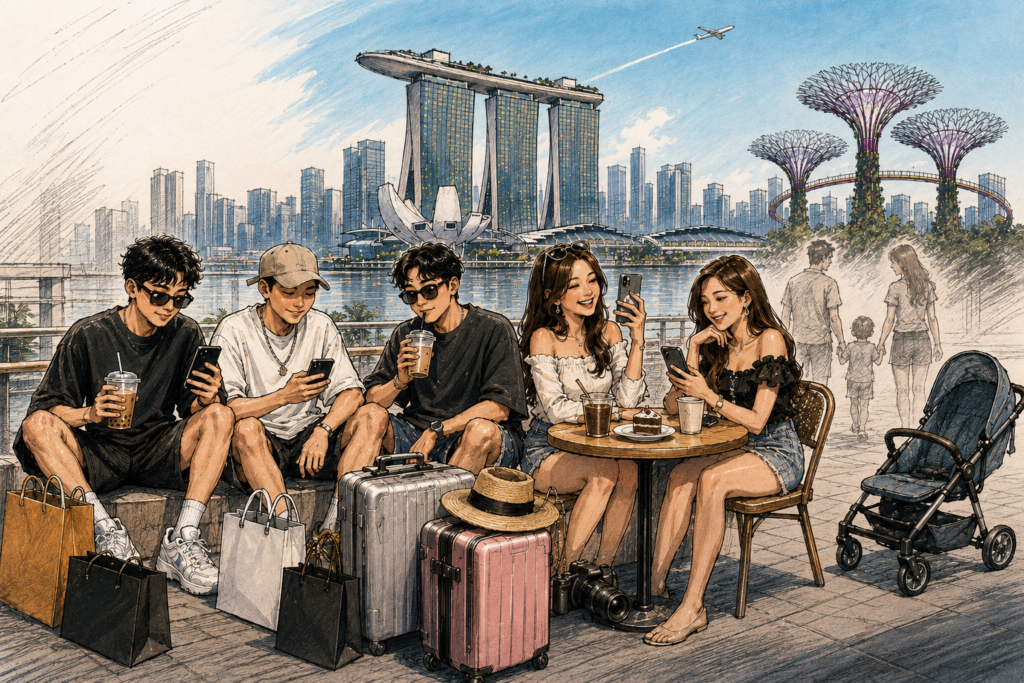 Singapore Gen Z millennials lifestyle vs family decline Marina Bay Sands empty stroller